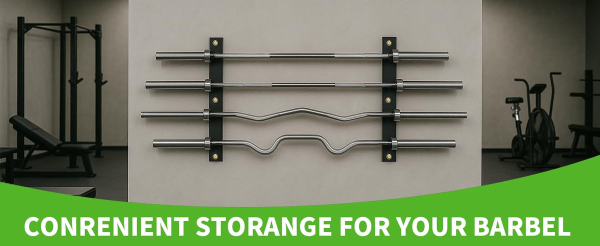 Barbell Rack Single Hook Wall Mount Heavy Duty Vertical Barbell Holder Weight Bar Holder for Olympic Barbell, Curl bar, Commercial or Home Gym Accessory (4 bars) (Black-4pis)