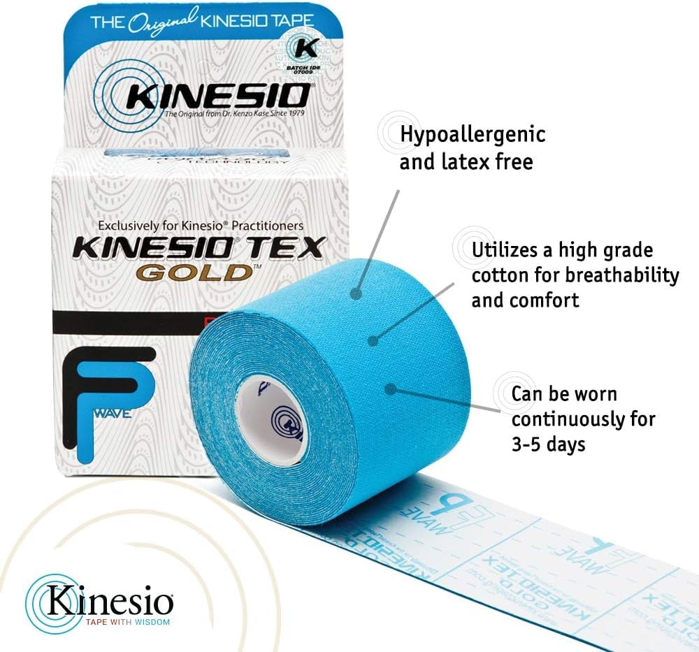 Kinesio Taping - Elastic Therapeutic Athletic Tape Tex Gold FP - Blue – 2 in. x 16.4 ft