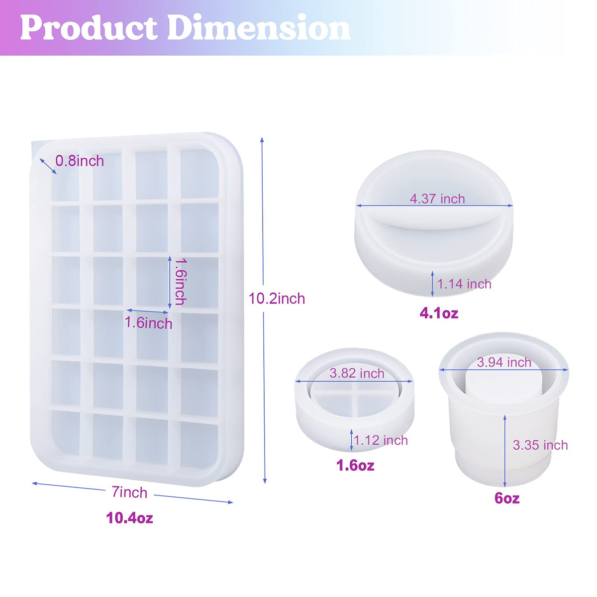 LET'S RESIN Tray Molds, Jar Silicone Molds with Lid, Resin Molds for Epoxy Resin, Silicone Molds Kits for DIY Art Furniture Dtorage and Decoration, Festival Gifts