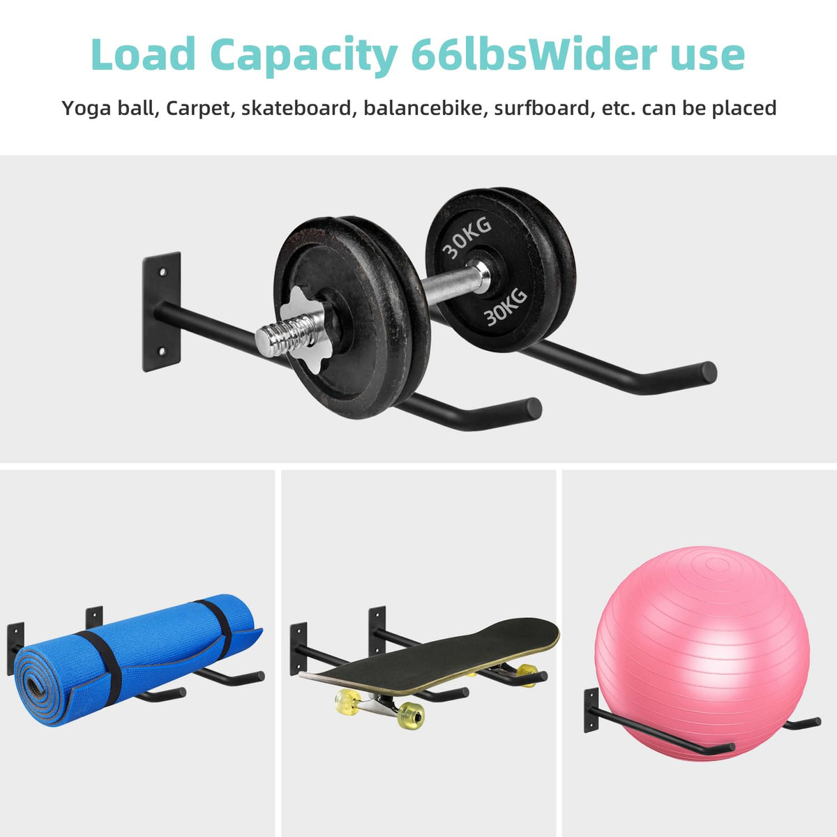 HZSSLKM Metal Exercise Ball Holder Wall Mount(Set of 2),Black Yoga Ball Stand Holder,Stability Ball Holder for Yoga Balls in Home Gym or Studio