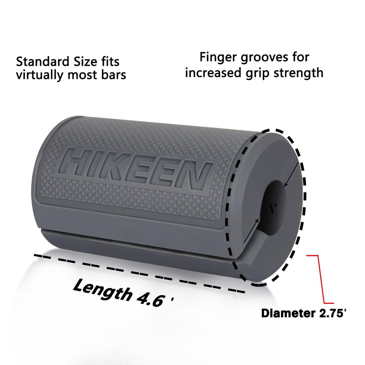 Hikeen Thick Bar Dumbbell Grips, Non Slip Hard Rubber Barbell Grips for Weight Lifting, Muscle Building - 2.75" Outer Diameter