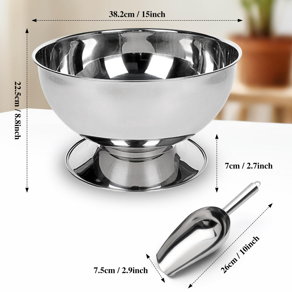 3 Gallon Ice Bucket for Parties,12L Champagne Bucket Stainless Steel Beverage Tub with Scoop,Large Ice Holder Container Champagne Bowl with Base - Perfect for Parties,Cocktail Bar,Celebrations