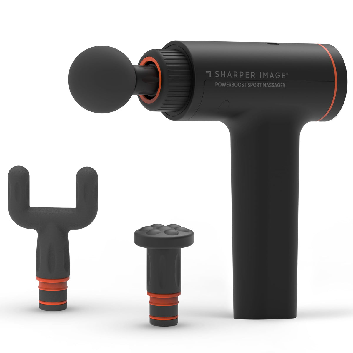 Sharper Image® Powerboost™ Sport Percussion Massager, Lightweight Portable Design with Quiet Drive Technology, Includes 3 Attachments