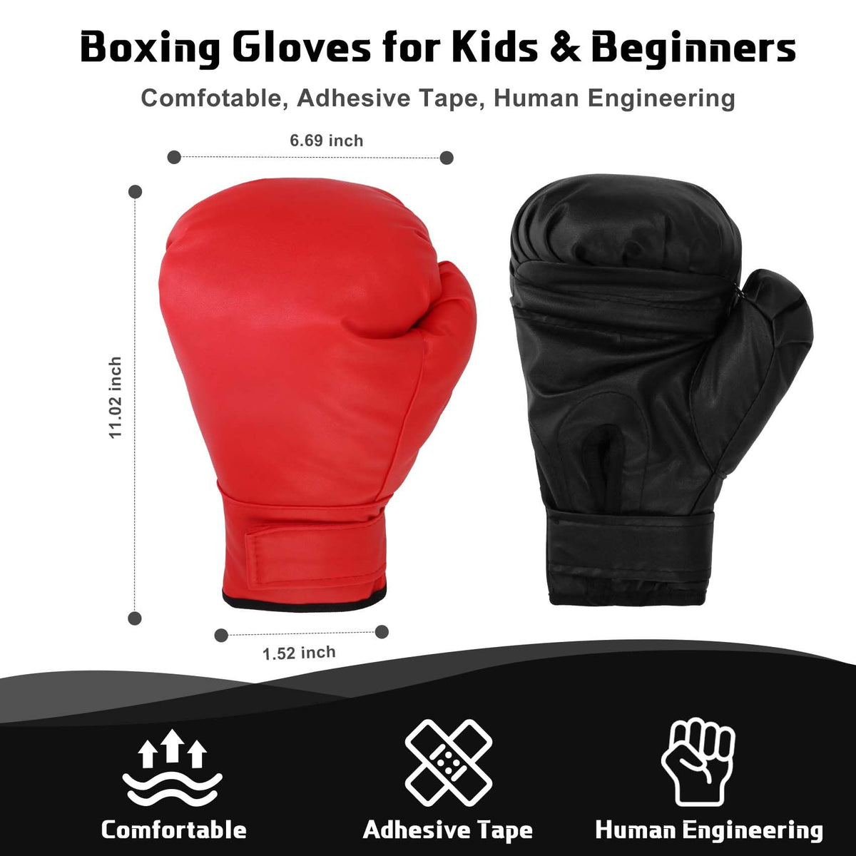 Micnaron 2 Pairs Boxing Gloves for Beginners & Kids, Boxing Training Gloves Suitable for Men & Women, Lightweight Shockproof Gloves for Training & Practice