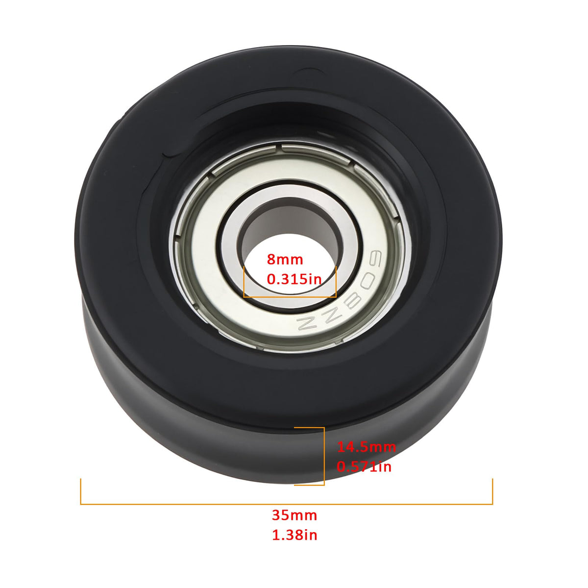 Briny River 2pcs Rowing Machine Bearing Wheel OD 35mm Thickness 14.5mm Hole 8mm 608ZZ Bearing Roller