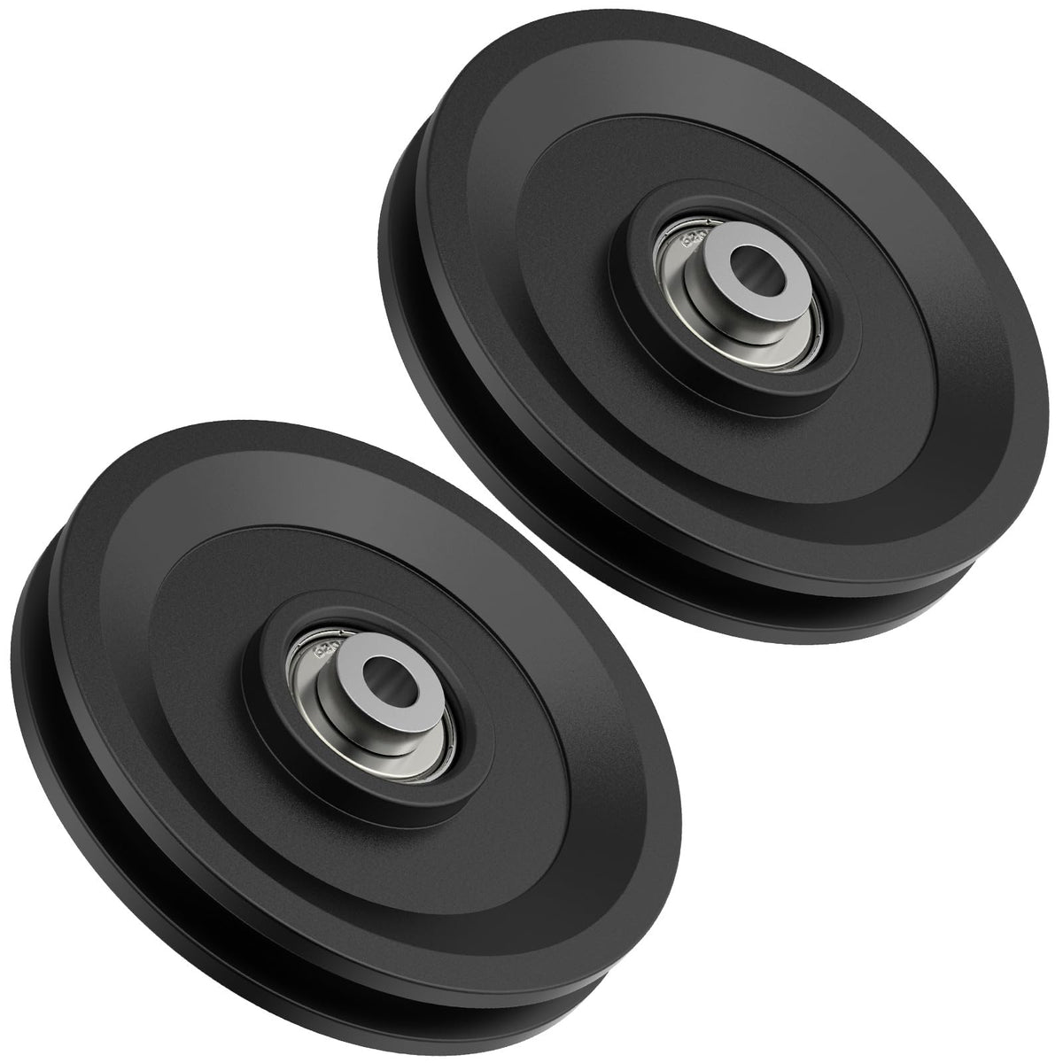 Mixizigoz 4.5 Inch / 114 MM Universal Nylon Bearing Pulley Wheel Replacement Compatible with Cable Machine Home Gym, Garage Door Pulley System, Weight Machine, Gym Equipment (Black-2 Pack)