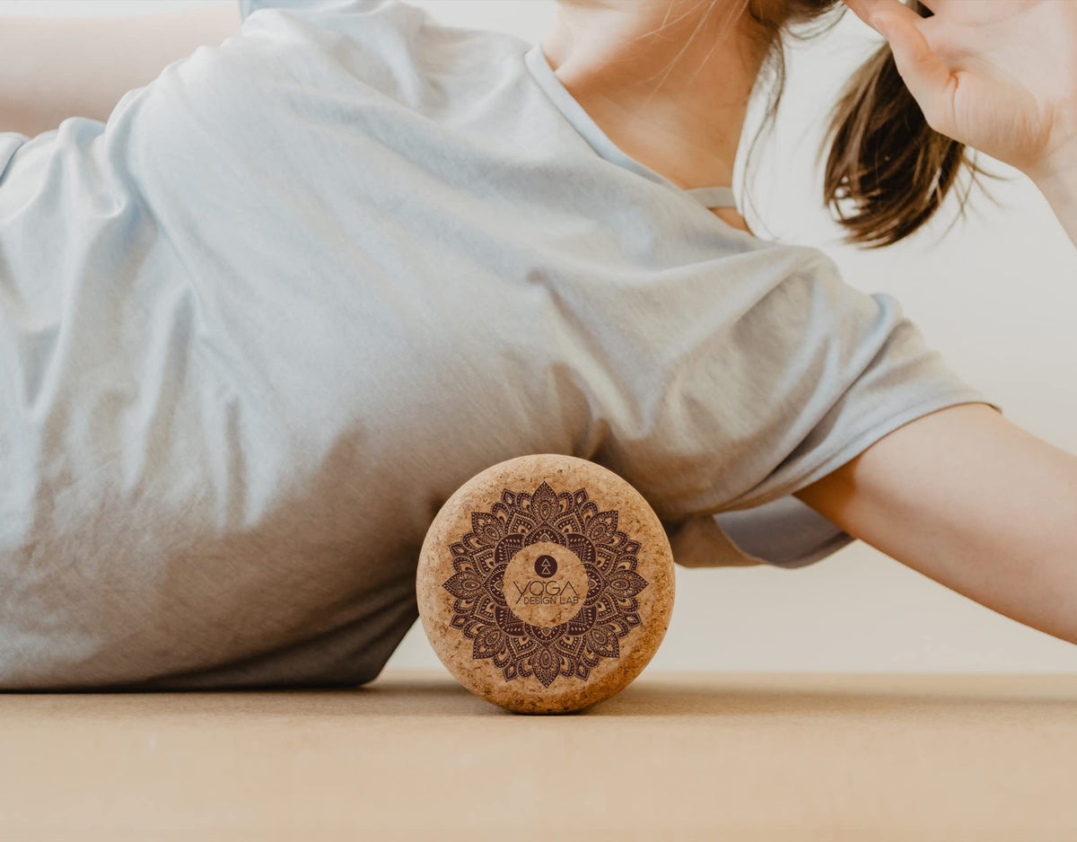 Yoga Design LAB | The Cork Roller | Release Tight Muscles, Improve Circulation, Decrease Soreness, Massages Tissue | Ideal for All Areas of the Body arms, Legs, Back | Travel Friendly (Mandala Tonal)