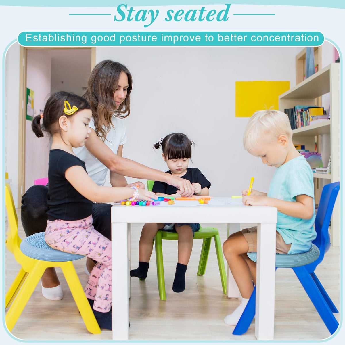 Libima 2 Pcs Wobble Cushion Wiggle Seat Flexible Sensory Seating Balance Disc Board for Men Women Physical Exercise Improving Posture Home Office(Blue)