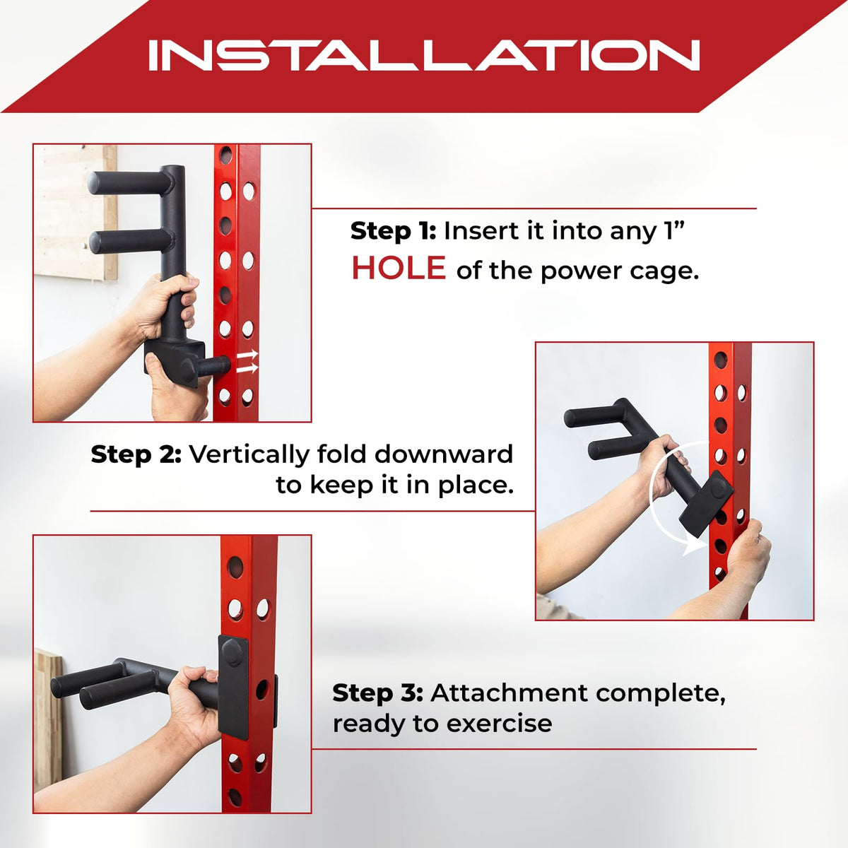 Yes4All 350 LBS Capacity - Dip Bars for 2x2 with 1" Hole Power Cage, Squat Rack Attachments - Narrow and Wide Grip Handles Dip Attachment for Dips, Pull Up, Push-up