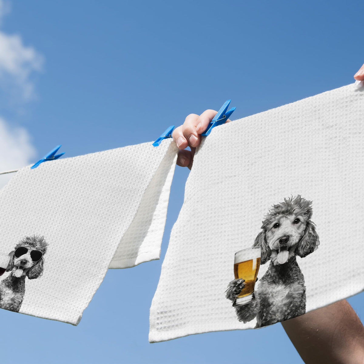 XPH Funny Poodle Wine Bar Kitchen Dish Towels, Poodle Lovers Gifts, Dog Mom Dad Lover Gifts for Women Men Hand Towels Kitchen Tea Towel Decorations, 16x24inch Set of 2