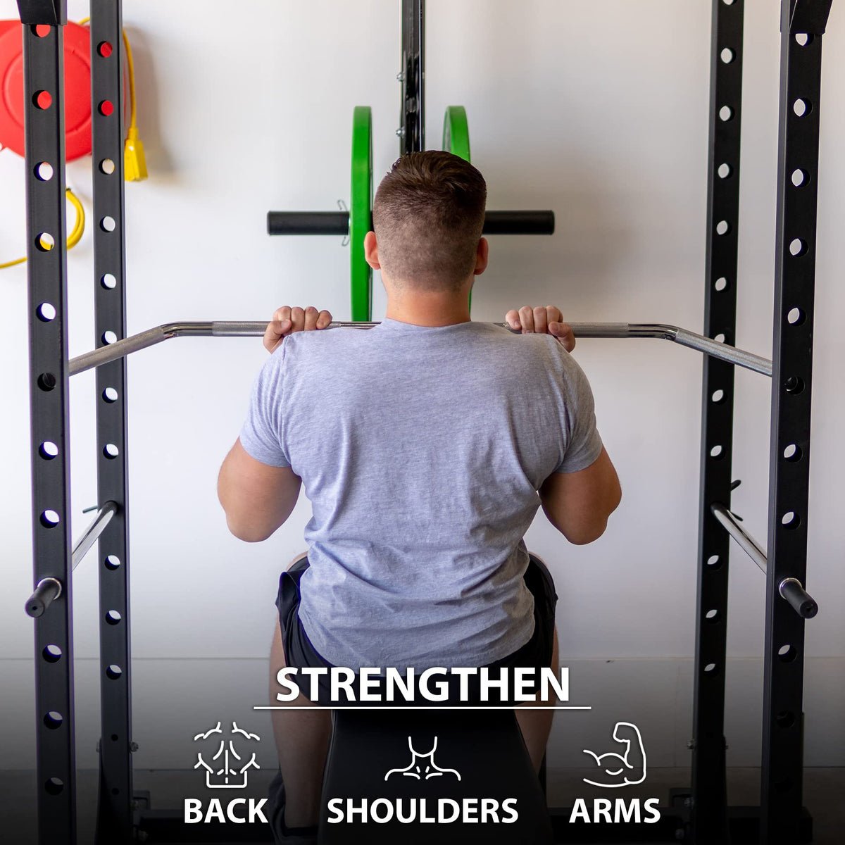 Synergee Lat Bar Cable Attachment 48". Universal Attachment for Cable Machines. Pull Down/Press Down Bar Accessory. Wide & Narrow Grip for Strong Back.