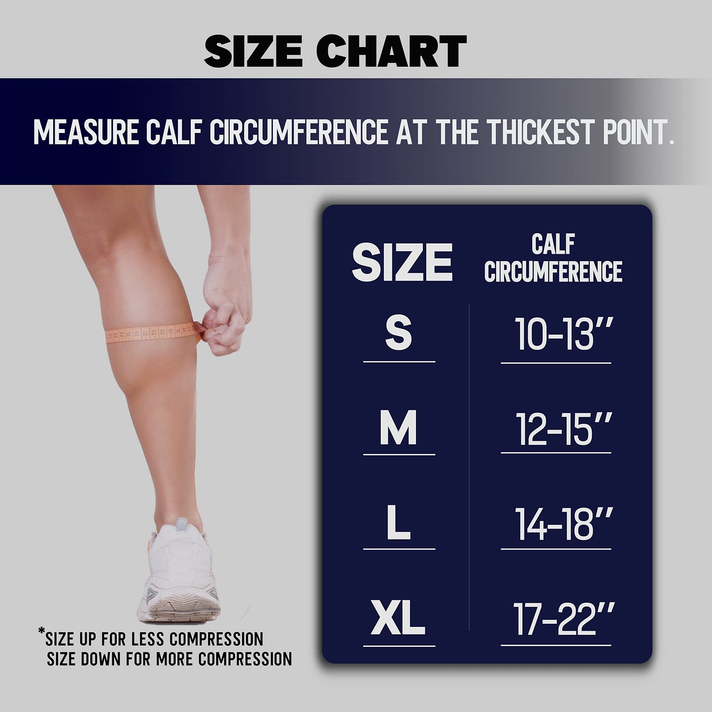 Thoxcare Calf Compression Sleeve for Men Women (1 Pair), Leg Support Footless Compression Socks for Running - Shin Splint Varicose Veins Swelling & Pain Relief, Gray/Black, Large
