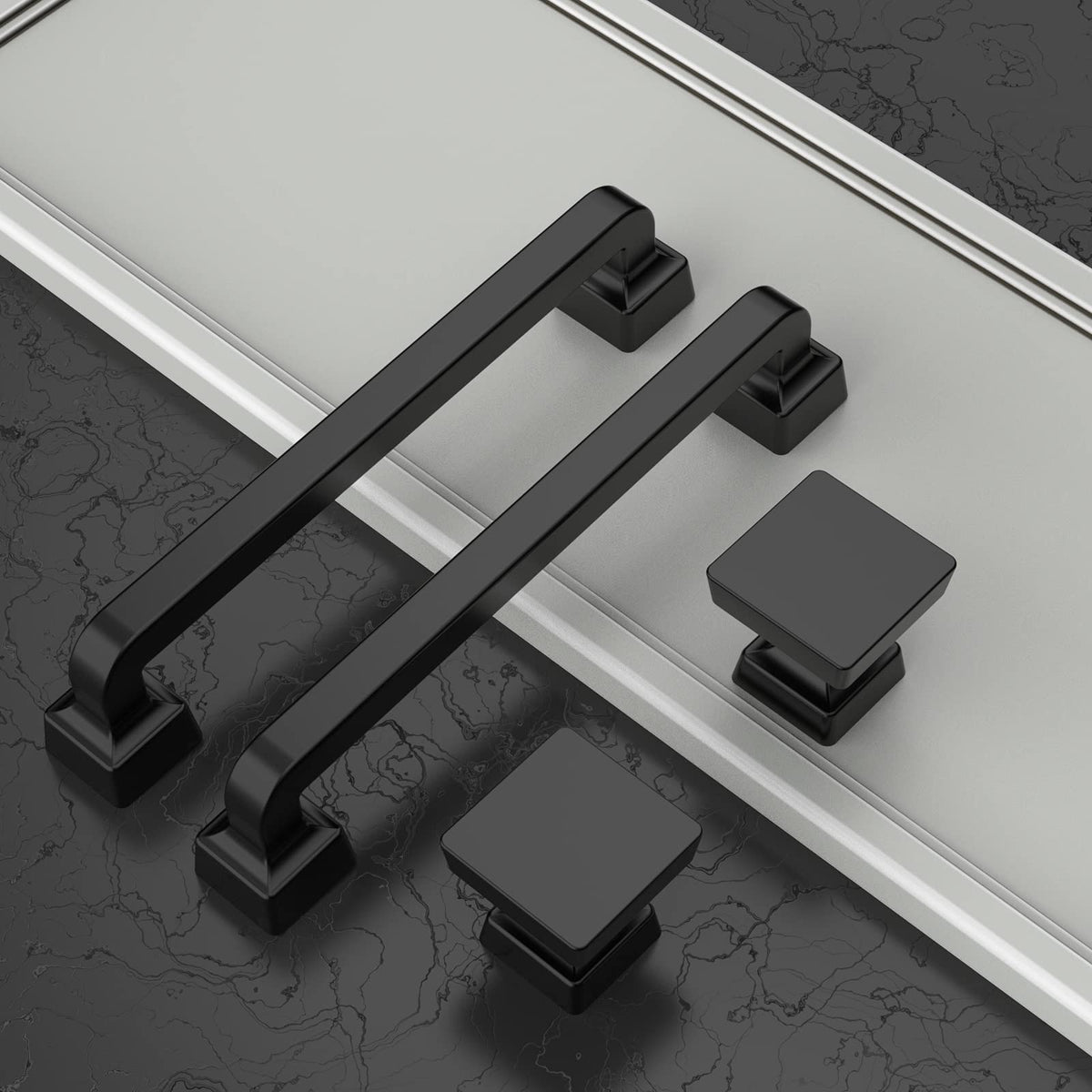 Asidrama 5 Pack 1-1/4 inch Matte Black Kitchen Cabinet Knobs Dresser Knobs Drawer Knobs Cabinet Hardware Zinc Knobs for Dresser Drawers