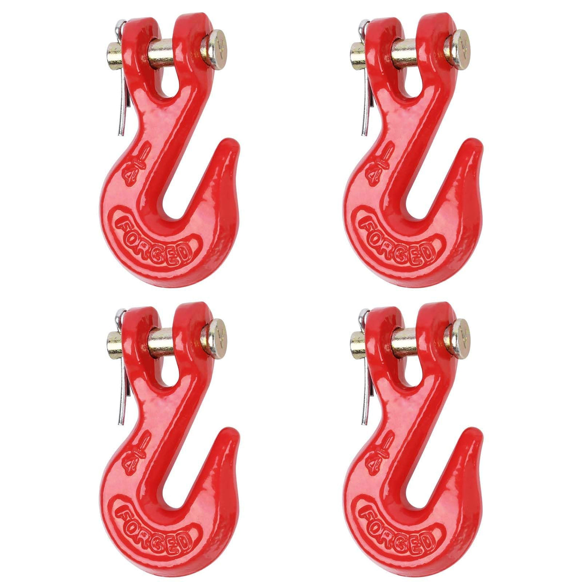 Lechansen G80 1/4'' Chain Grab Hooks, 4 Pack Grade 80 Clevis Grab Hook, 1/4" Tow Hook Heavy Duty for Transport Chain, 3,300 Lbs Working Load Limit, Trailer Truck Hook Binder Chain Hook for Transport