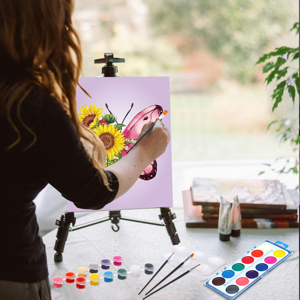 Ctosree 12 Sets Pre Drawn Canvas Kit for Painting Adults Sip and Paint Kit Art Pre Printed Canvas Bulk for Easter Mother's Day Gifts Adult's Date Night(Butterfly,8 x 10 in)