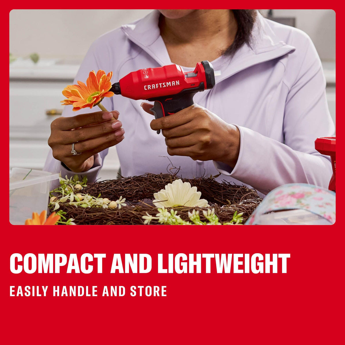 CRAFTSMAN V20 Mini Cordless Hot Glue Gun and Sticks Set with LED Light, Fast Heat Up, Dual Temperature Setting, Compact, Battery Sold Separately (CMGL100B)