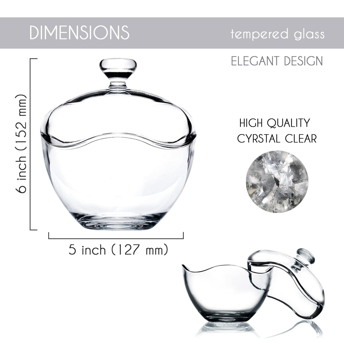 Volarium 13.5 oz Glass Candy Jars for Candy Buffet with Lid, Cookie Jar, Apothecary Jar, Food Storage Container