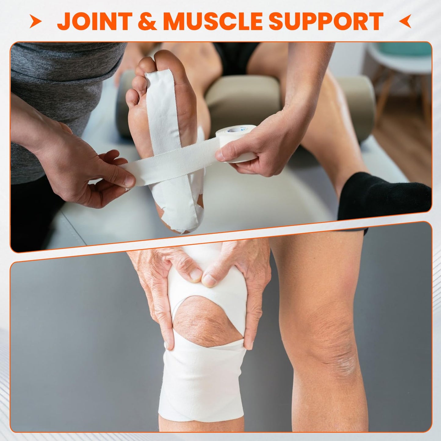 16 Pack Athletic Tape, White Sports Tape for Wrist Ankle Protection, Sports Tape Athletic No Sticky Residue, Easy to Tear Gymnastics Tape for Soccer, Football, Training Supplies (1.5" x 160 Yards)
