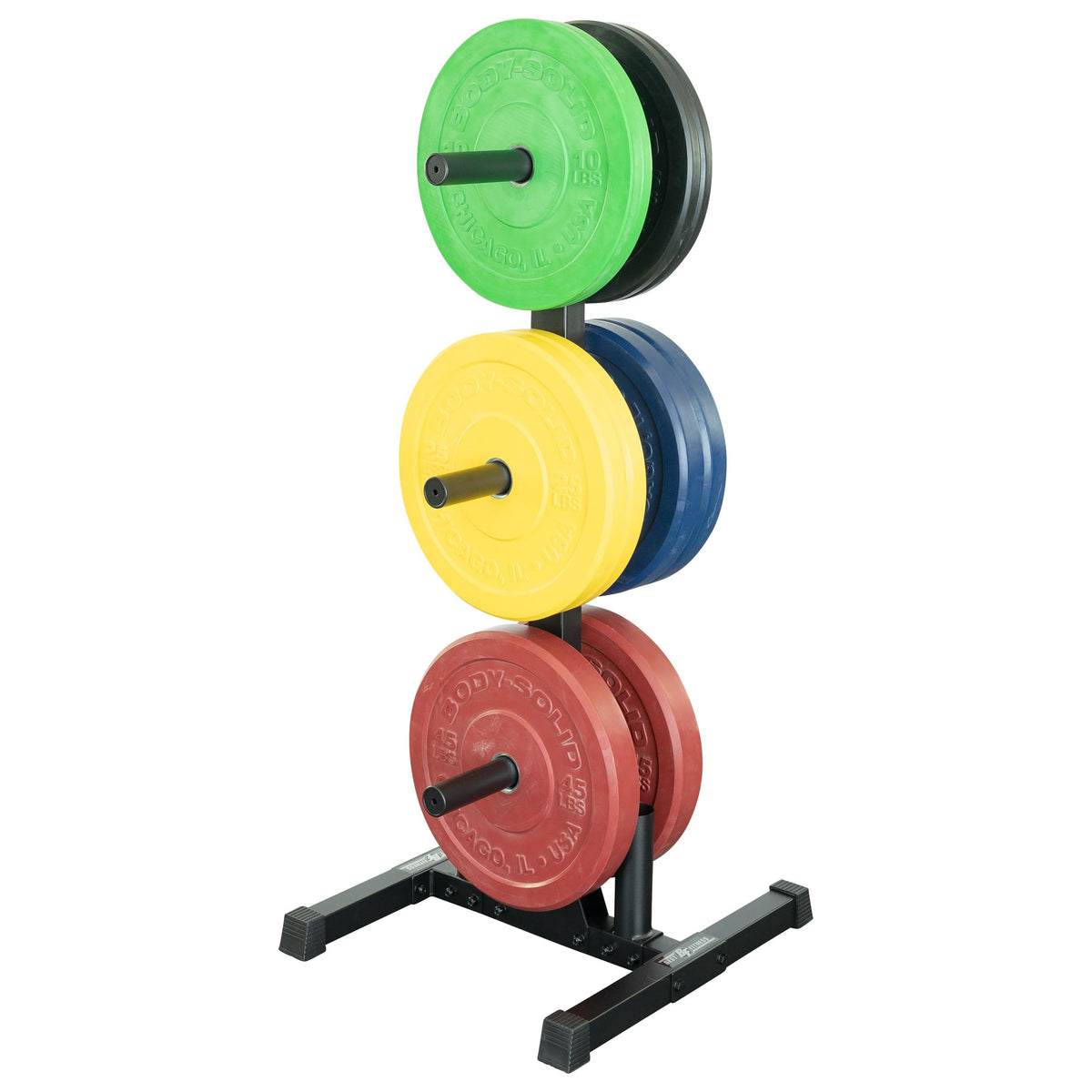 Body-Solid (BFWT10B) Weight Tree Rack for Olympic Plates - Bumper Plate Storage, Weight Plate Holder