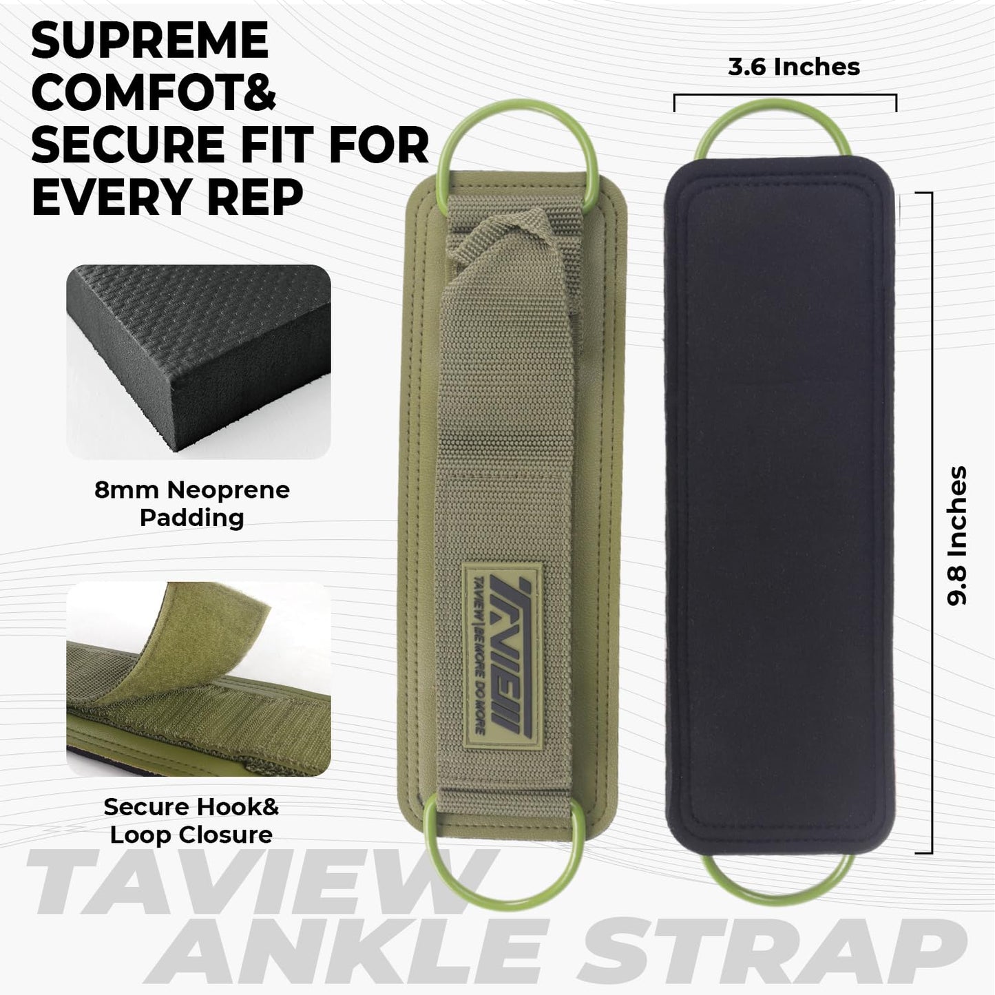 TAVIEW Ankle Straps Cable Machine Attachment for Gym - Cable Kickback Ankle Straps - Padded Ankle Cuffs for Glute Kickbacks and Leg Workouts