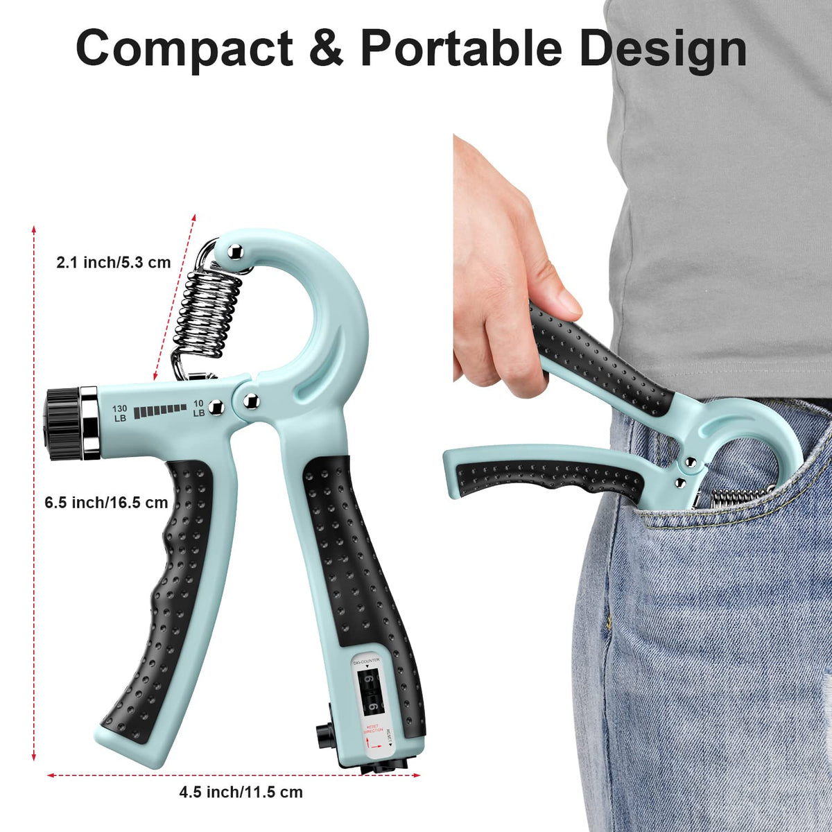 KDG Hand Grip Strengthener 2 Pack Adjustable Resistance 10-130 lbs Forearm Exerciser，Grip Strength Trainer for Muscle Building and Injury Recovery for Athletes