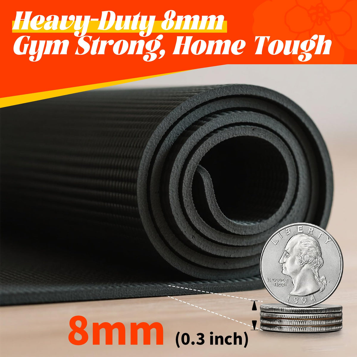 VTORY 8mm Large Workout Mat 7×5 ft – Extra Large Wide Yoga Mat & Pilates Mat Thick, Non-Slip Exercise Mat for Home Gym, Home Workout, HIIT, Strength, Stretching
