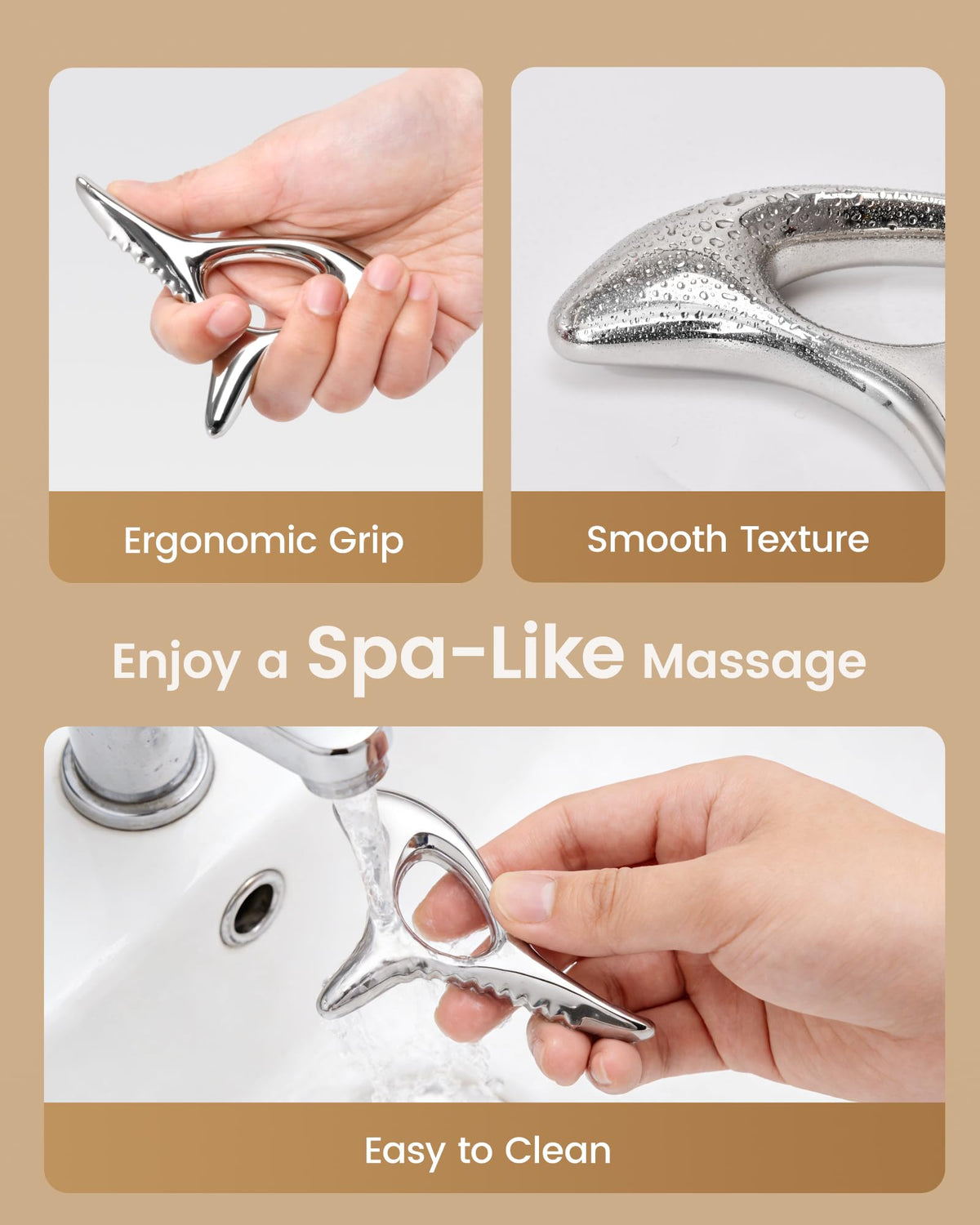 lifechill Trigger Point Massage Tool for Deep Tissue, Muscle Scraper Tool for Fascia Release, Metal Body Gua Sha Tool, Lymphatic Drainage Massager, Thumb Saver,Scar Tissue Massage,Acupressure Tool