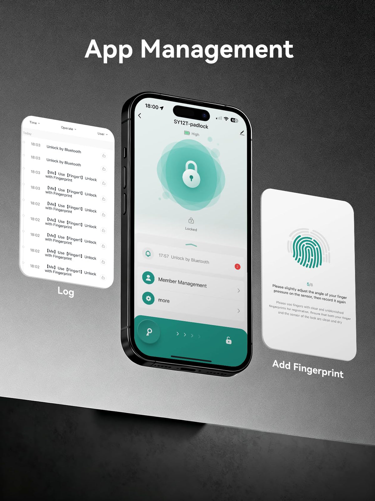 NexusLab Fingerprint Padlock, Smart Biometric Locker Lock with Bluetooth TUYA App Control, IP67 Waterproof Gym Lock, Keyless Combination Lock Alternative for School Locker, Sports & Outdoor Gates