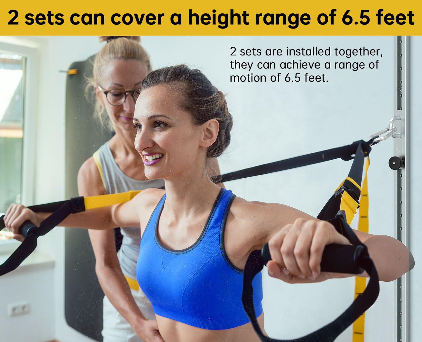 Adjustable Resistance Band Wall Mount System，Resistance Band Wall Anchor with Automatic Locking, Fitness Equipment for Strength Training Compatible with TRX Home Suspension Training Kit ﻿