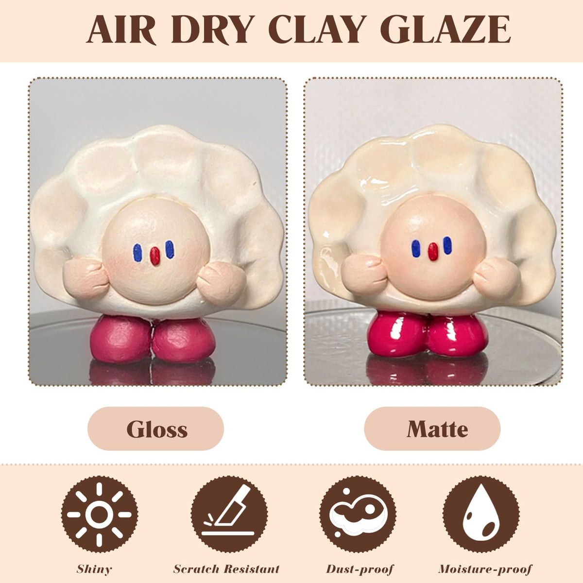 120ML Air Dry Clay Glaze with 29PCS Clay Tools Kit, Gloss Polymer Clay Kit and Clay Varnish, Pottery Tool Kit for Sculpting, Modeling, Shaping Crafts, High Gloss, Scratch Resistant