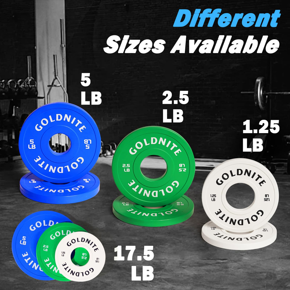 GOLDNITE Change Plates 5LB Set Rubber Coated Fractional Weight Plates Olympic Bumper Plates - Barbell Weights for Strength Training, Crossfit, Home Gym Workouts Powerlifting