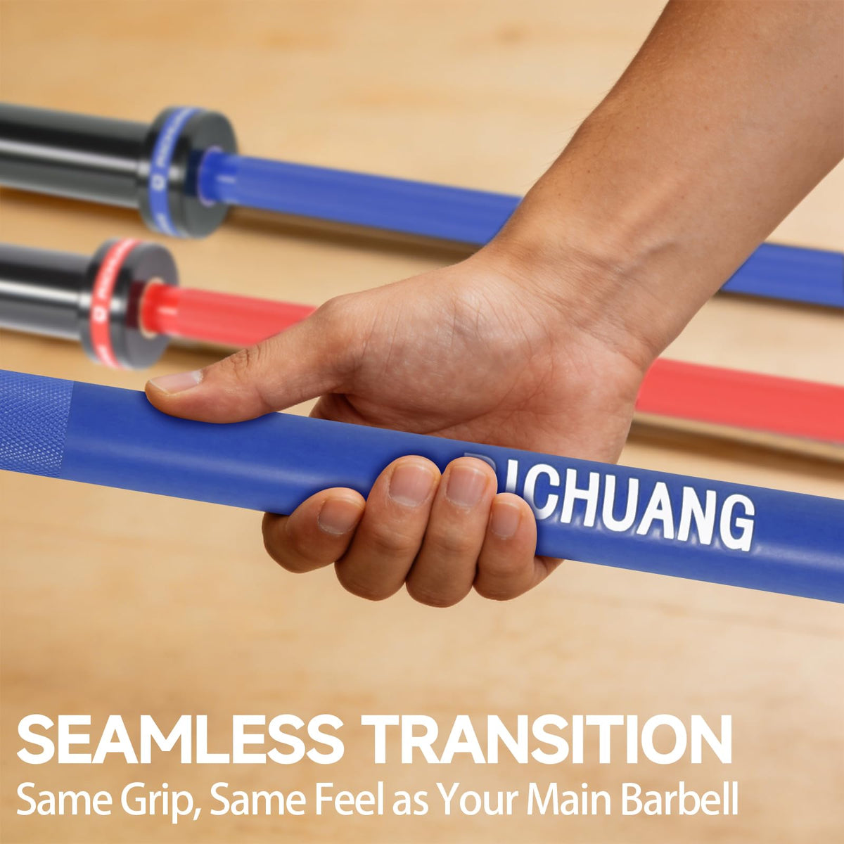 Olympic Barbell 4FT 22LB – 2" Weightlifting Bar for Home Gym Fitness, Squats, Deadlifts, Hip Thrusts, Bench Press, Strength Training – 400LB Capacity – Blue