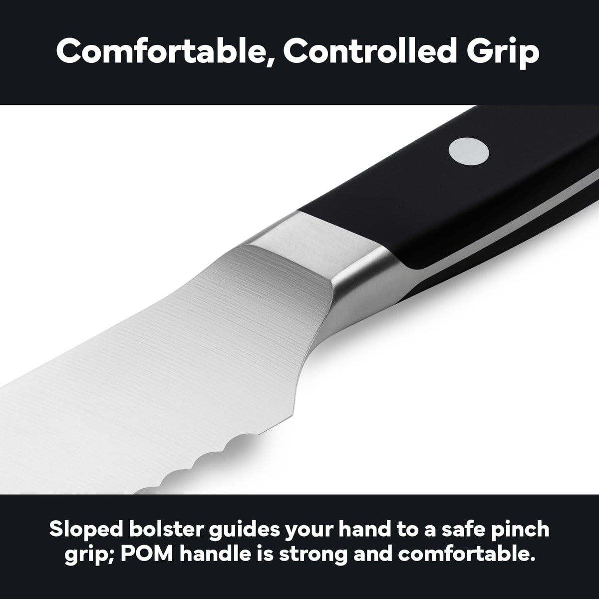 Misen Serrated Bread Knife - High-Carbon Japanese AUS8 Steel - Perfect for Soft Foods, Bread, Pastries, and Fruits - Verstatile Slicer, Razor-Sharp Edge, Durable Blade, Ergonomic Handle - 8", Black