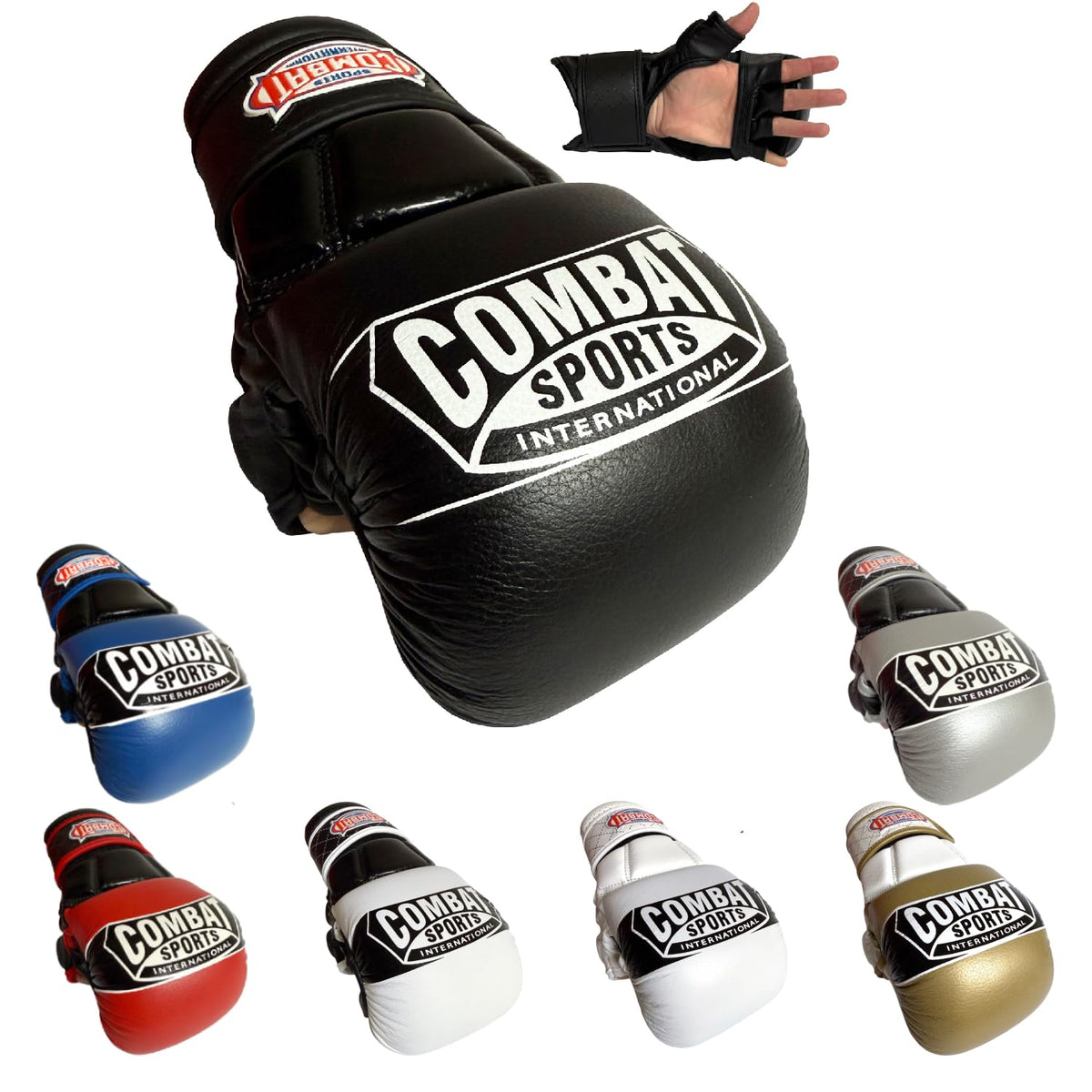 Combat Sports Max Strike MMA Training Gloves, Open Palm Fingerless Gloves for MMA, Muay Thai, and Kickboxing (Black, Large)