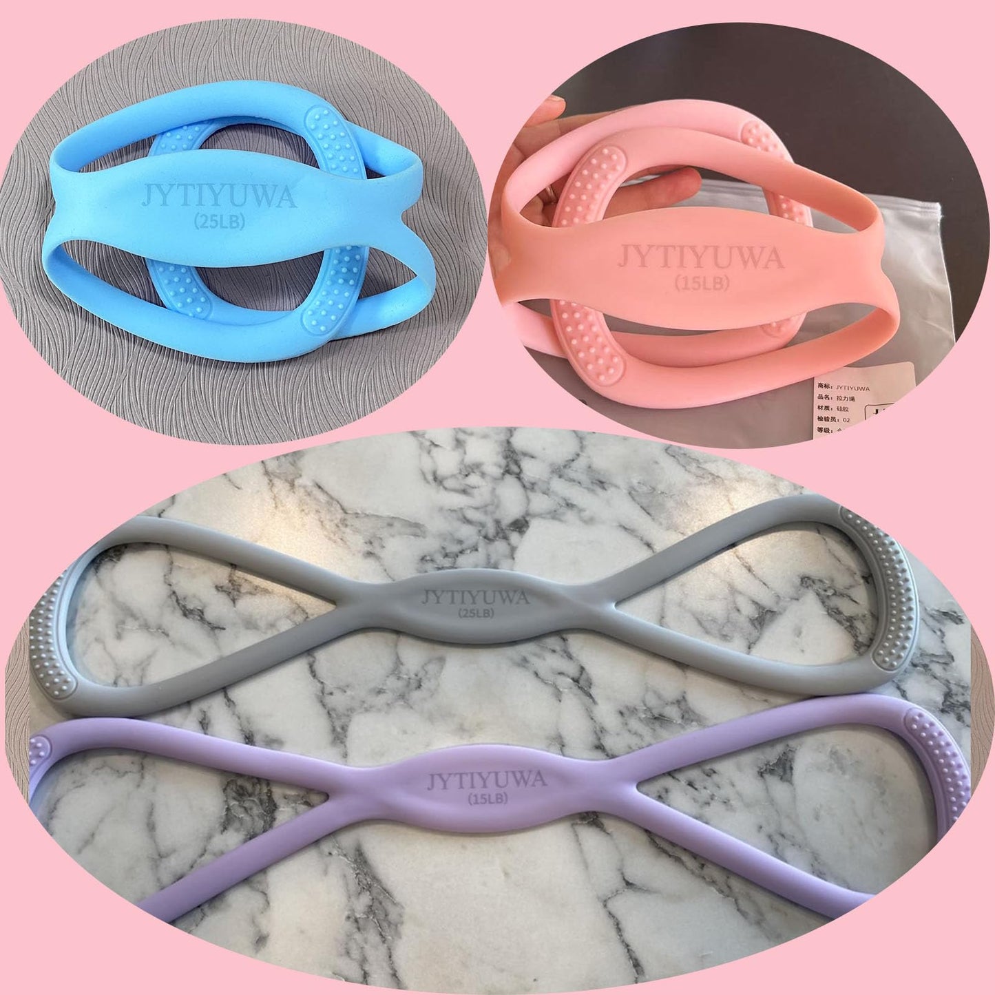 JYTIYUWA Resistance Bands with Handles,Figure 8 Resistance Band Elastic Fitness Bands Exercise Band for Home Yoga Gym Workout Purple 15LB