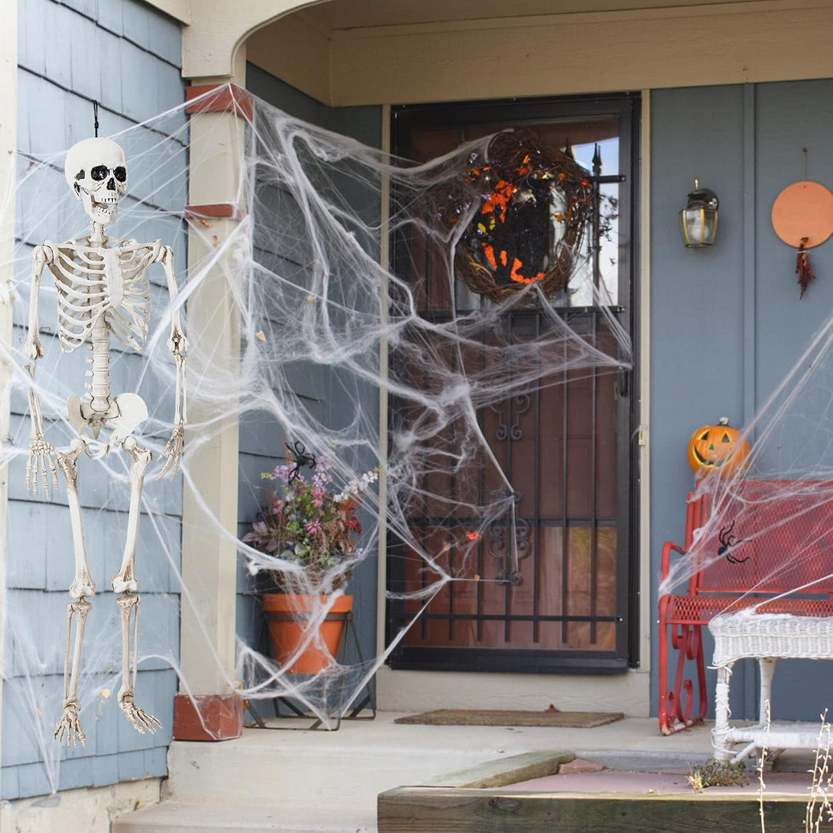 Abakuku 36" Halloween Skeleton Decorations,Human Bones for Halloween Party with Movable Joints,for Haunted Houses, Front Lawn, Graveyard Props