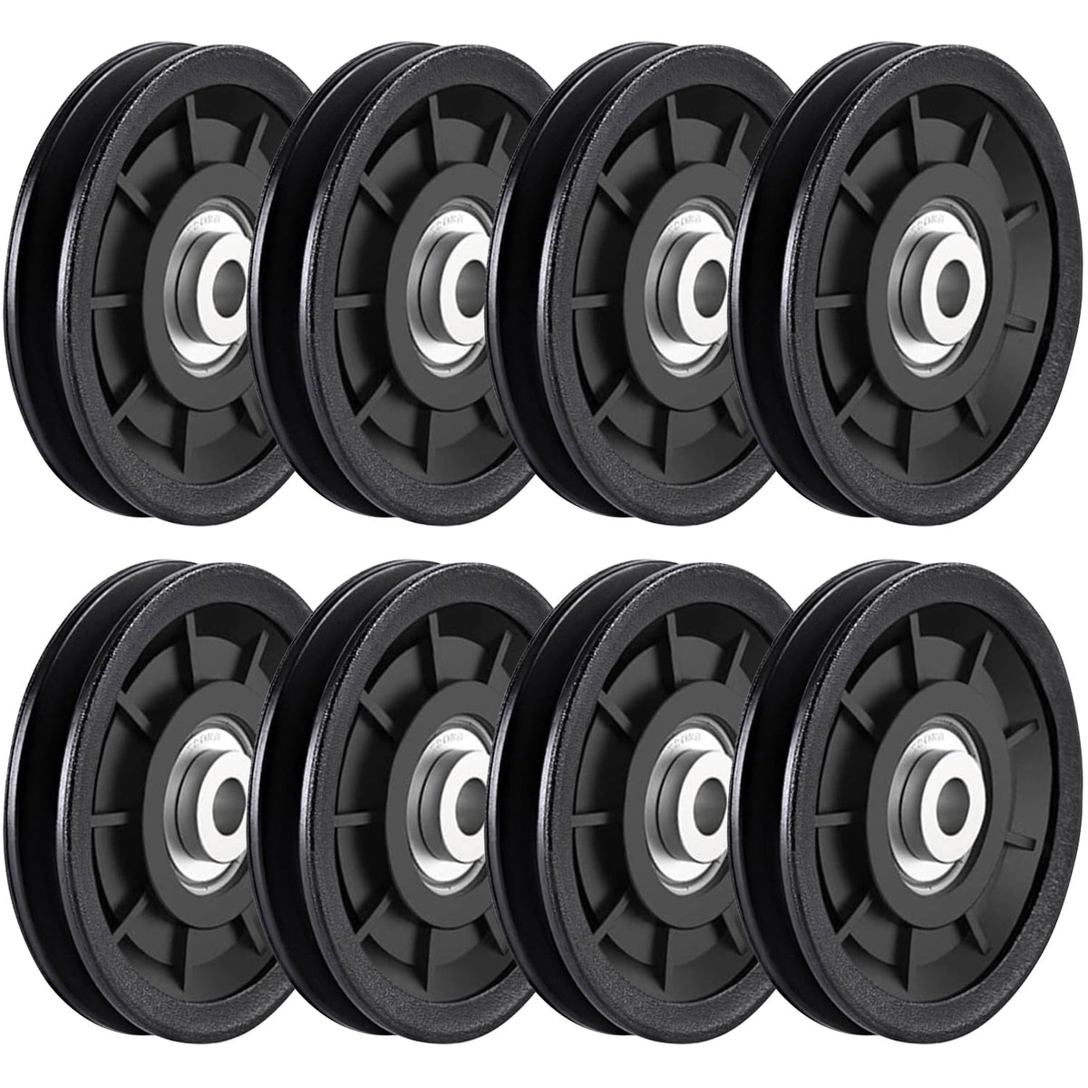 Tempsnow 8Pcs 3.5" Nylon Bearing Pulley Wheel Replacement for Gym Equipment Part Cable Machine Universal Wear-Proof Nylon Pulley System Gym Attachments