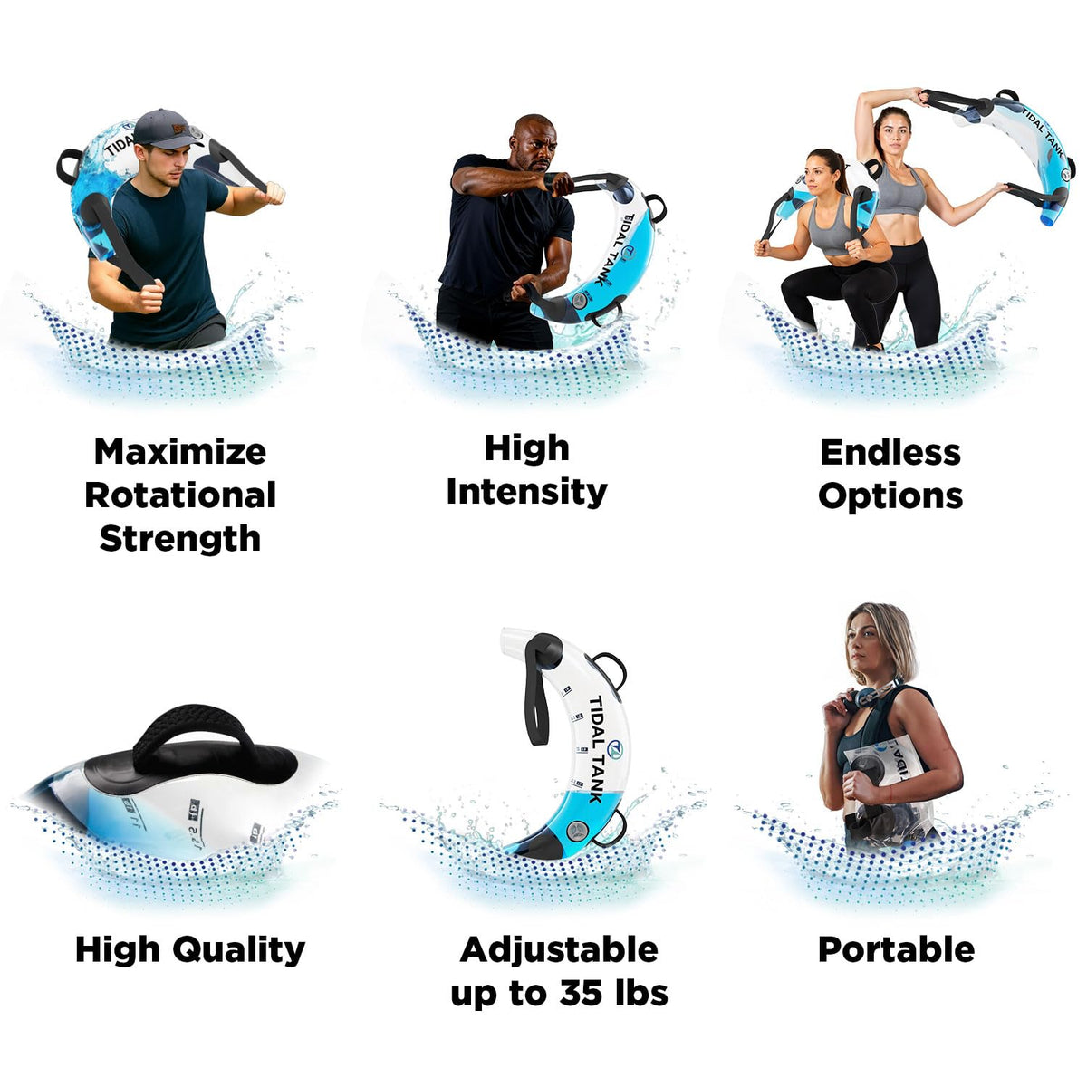 Tidal Tank Bulgarian – Water-Filled Bulgarian Bag for Rotational Power, Ox Bag for Explosive Strength & Dynamic Training – Adjustable Live Weight Workout Bag with App & Video Library Access