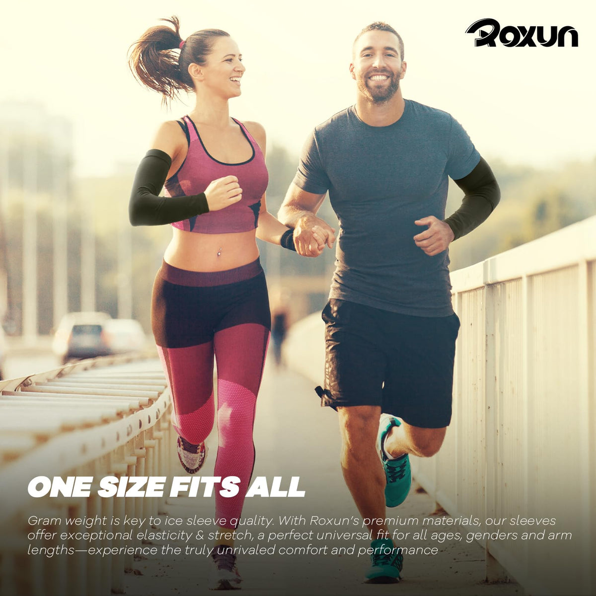 ROXUN 4 Pairs Arm Sleeves, Cooling UV Sun Protection Sports Compression for Men/Women 4 Black