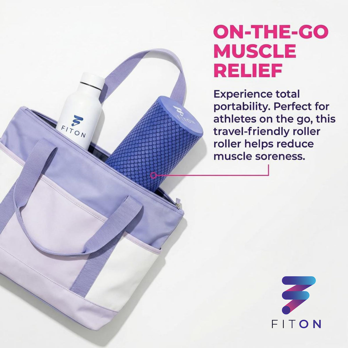 FitOn Foam Roller for Muscle Recovery - Compact and Portable, High-Density Foam Roller for Back Massage & Deep Tissue Relief and Home Exercise, Ideal for Use on Neck & Leg Soreness, 12"x4", Purple