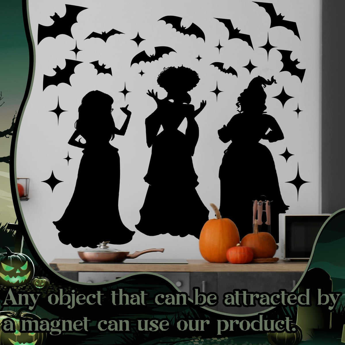 29 Pcs Halloween Witch Magnet Stickers Witch Garage Decoration Bat Refrigerator Decals for Halloween Party Home Door Car Decor Party Supplies