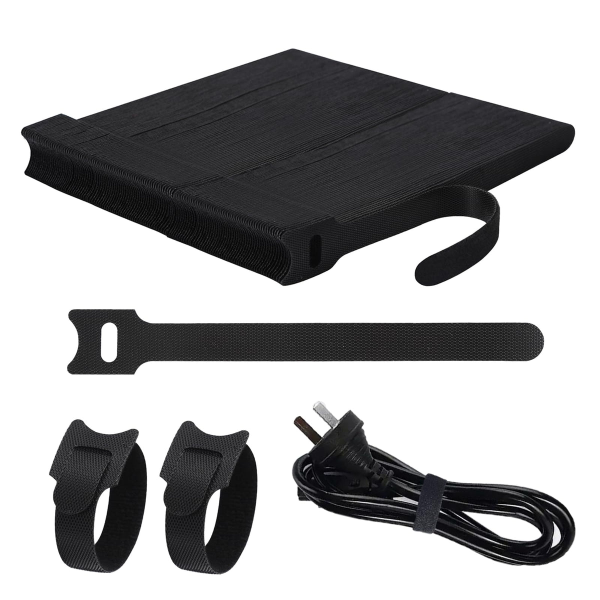 NIOPELO 100PCS Hook and Loop Straps - 6 Inch Reusable Cable Ties for Cable Management, Adjustable Cord Organizer Hook & Loop Straps for Home, Office and Data Centers, Black