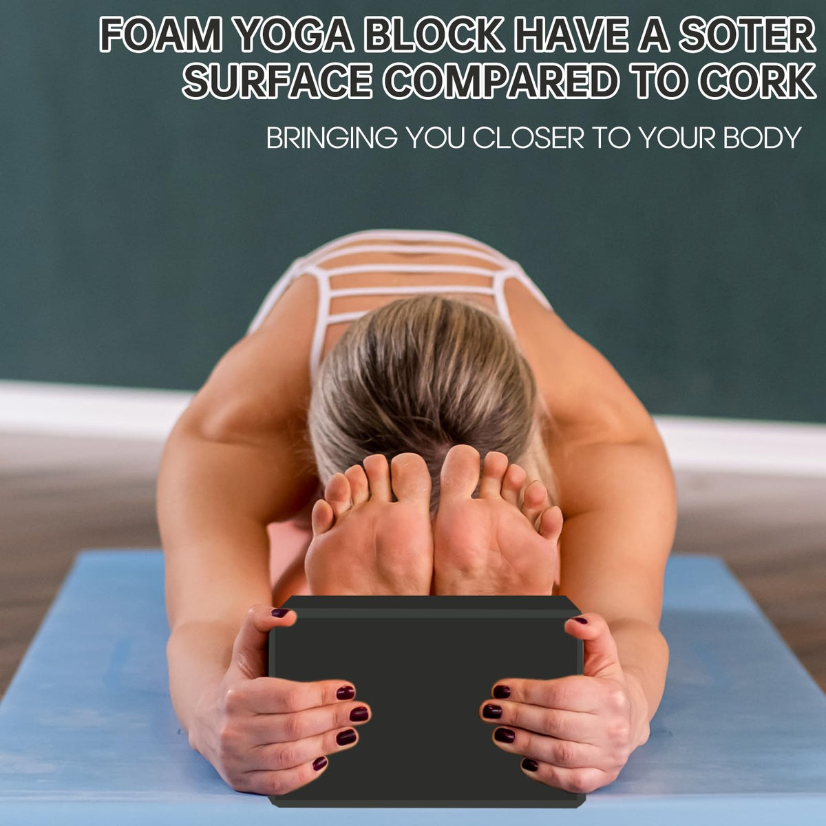 Kenhihi Yoga Block - Unsupported Latex Eva foam - Soft non slip surface with bevel for yoga, pilates, meditation - Yoga accessories for stability, balance and deep stretching(1pack black)