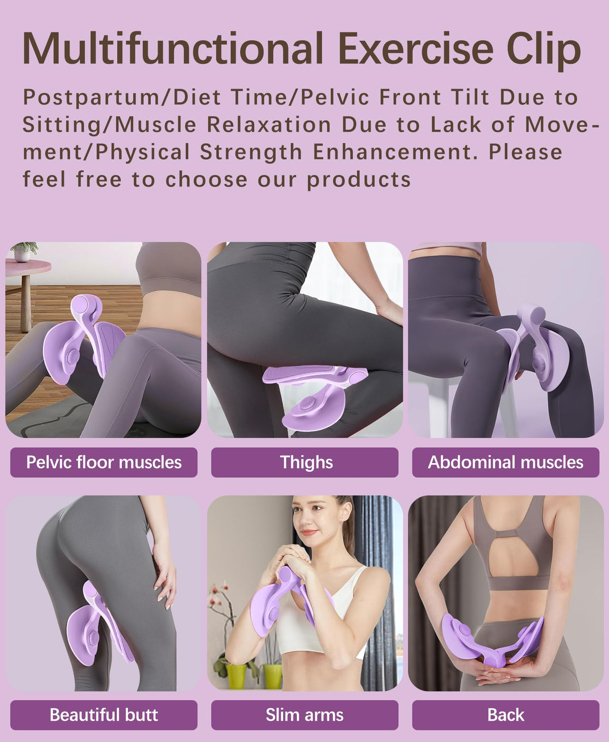 Tinrief 35 LB Thigh Exerciser Kegel Exerciser, Pelvic Floor Trainer, Kegel Trainer for Postpartum Rehabilitation, Trimmer Inner Thigh, Thigh Toner Workout (35LB Purple)