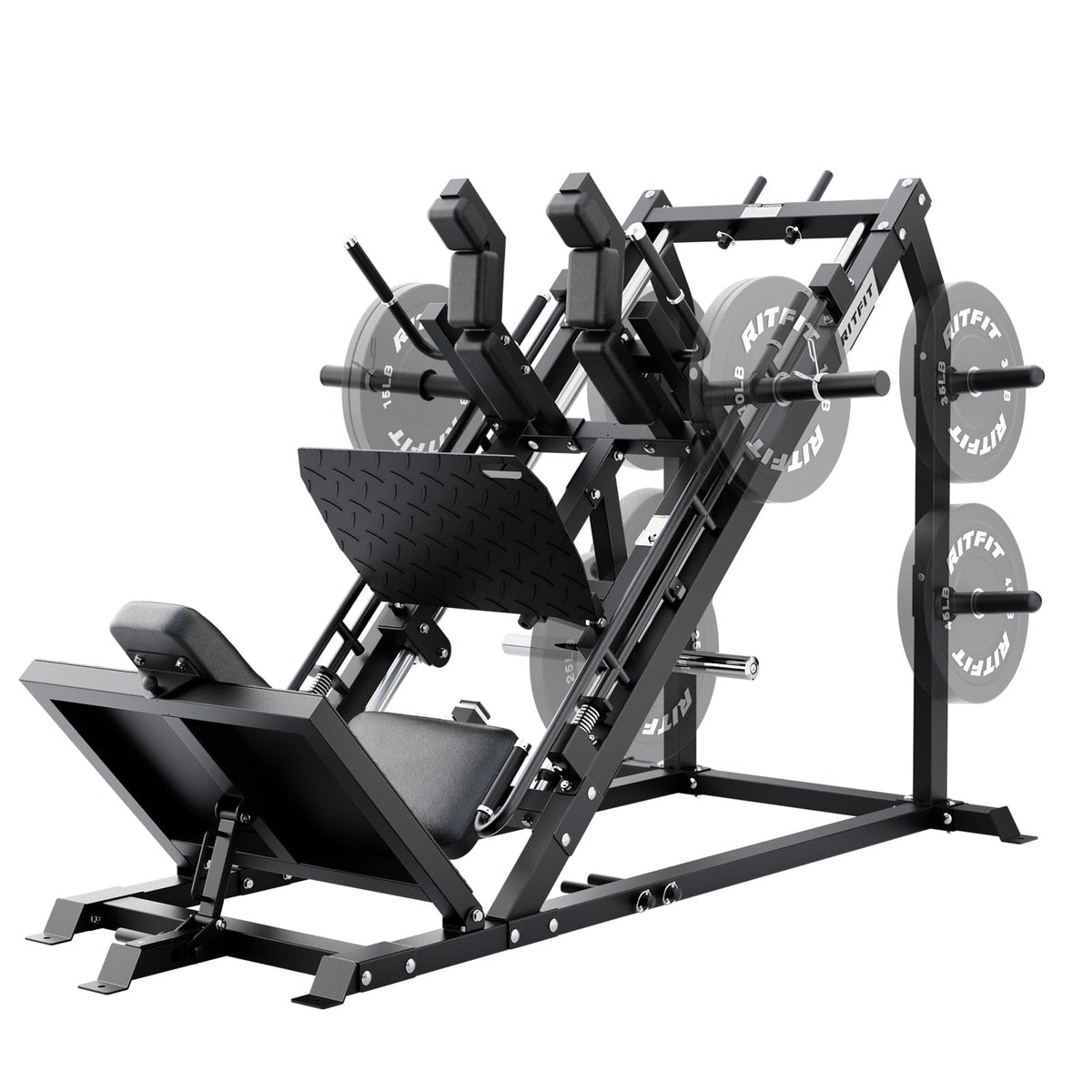 RitFit Gazelle Pro 3 in 1 Leg Press and Hack Squat Machine - High-Tensile Steel Leg Press Machine, 2000lbs Capacity, Adjustable Angles with Weight Storage (Black)