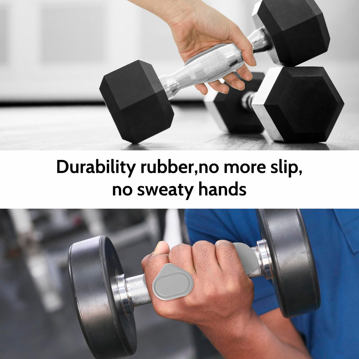 UQOOQFA Weight Lifting Grips - Rubber Anti-Slip Workout Grips, Ergonomics Hand Protector Gloves for Gym Training and Exercise, Dumbbell, Bar Pad, Pull Up for Men and Women, No Sweaty (Grey)