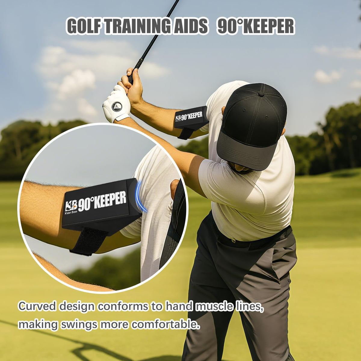 SPOFLY SKW Golf Swing Trainer Aid, 90° Keeper Posture Correction Tool, Professional Swing Accuracy Improvement Aid for Preventing Over Swinging, Portable Training Equipment for All Golfers