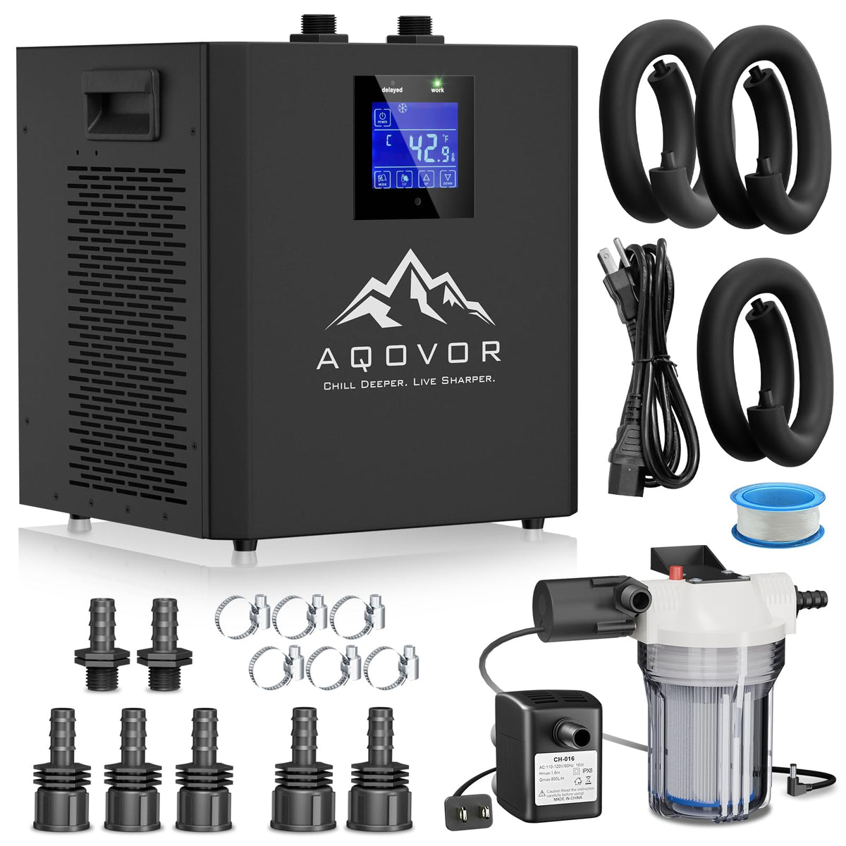 Ice Bath Water Chiller for Cold Plunge Tub, 1/3 Hp Cold Plunge Chiller with External Filter Water Pump & All Hoses, Ideal for Ice Bath Recovery Home Use 110v