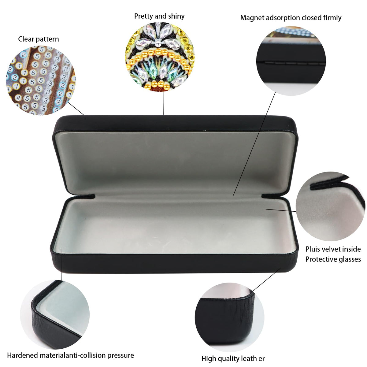 5D DIY Diamond Painting Kit Special Shape Diamond Art Eyeglass Case, Handmade Diamond Art Sunglasses Glasses Storage Box, Partial Mosaic Making Craft for Adults Travel Sunglasses Storage Box Gift