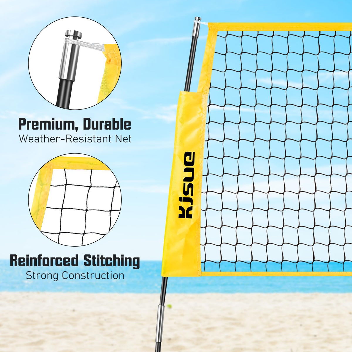 Freestanding Volleyball Net Set for Backyard - 12FT Portable Outdoor Volleyball Net Training Equipment with Soft Volleyball, Pump, Boundary Mark and Carry Bag for Park, Beach Games, Volleyball Sports